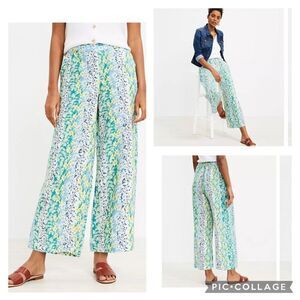 LOFT Fluid Wide Leg Crop Pants in Floral linen blend